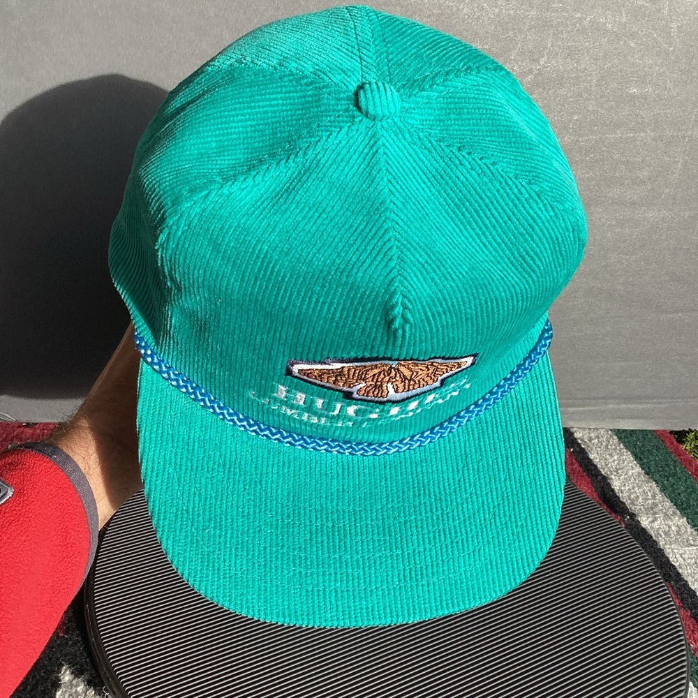 OTTO Teal Corduroy Trucker Hat with Brown Logo - Picture 3 of 12